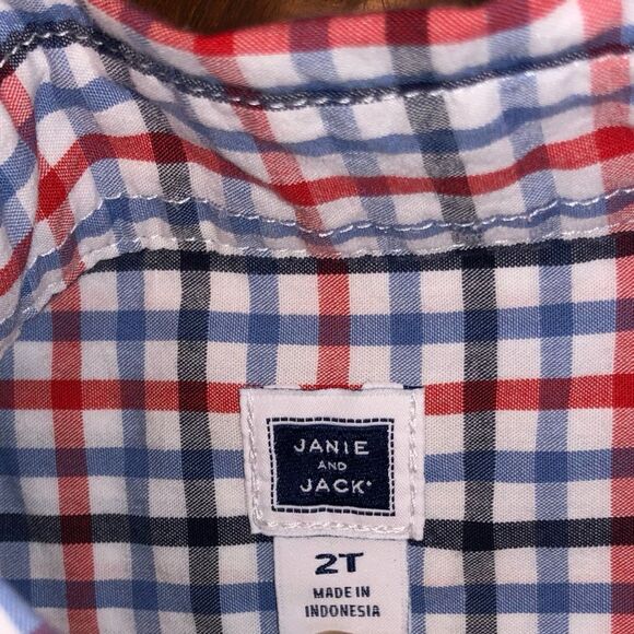 Janie and Jack Gingham Plaid Boys Button Down Dress Shirt - Picture 5 of 5